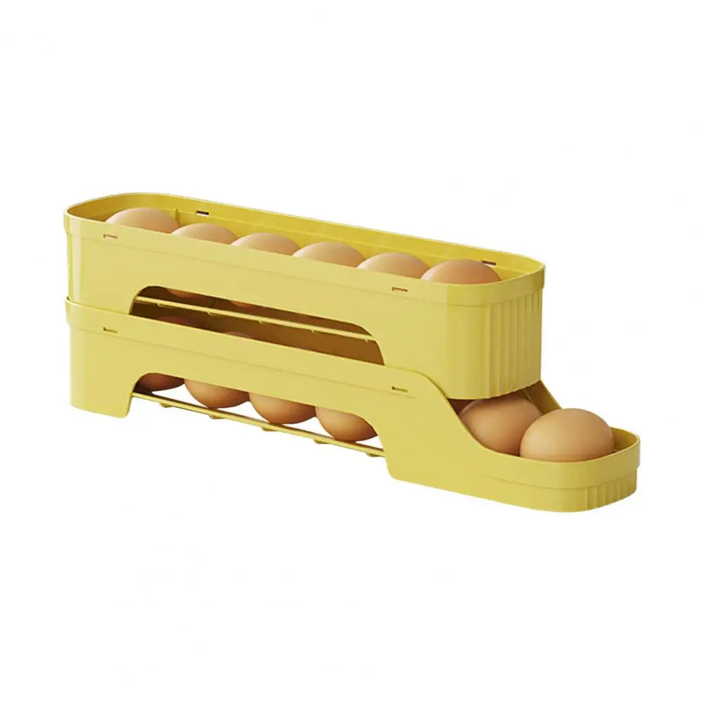 Luvikno | Egg Box RolloMaxx | 4-nivå Egg Organizer | Plassbesparende & Selvrullende | Gjennomsiktig Design