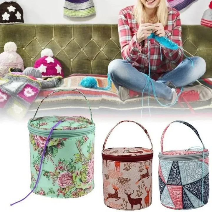 Luvikno | Wollina Garnpose | Sylinderformet Ullpose laget av Polyester | Kompakt & Bærbar | For Hekling & Strikketilbehør