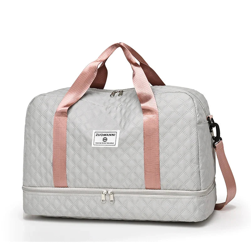 Luvikno | Raumio TravelFlex Lettvekts Reisebag med Diamantmønster | Stor Sports- og Helgetaske med Skoavdeling og Fuktavdeling | Kabinbagasje Egnet og Sammenleggbar
