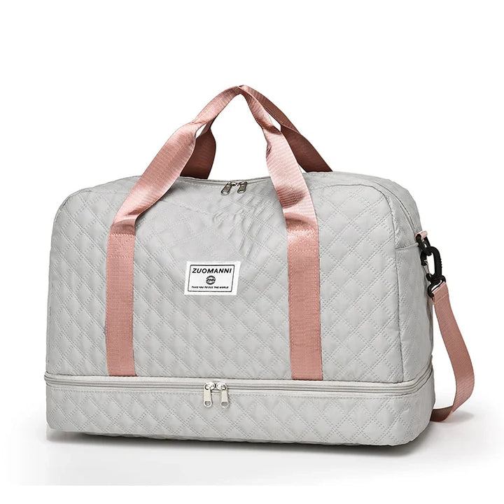 Luvikno | Raumio TravelFlex Lettvekts Reisebag med Diamantmønster | Stor Sports- og Helgetaske med Skoavdeling og Fuktavdeling | Kabinbagasje Egnet og Sammenleggbar