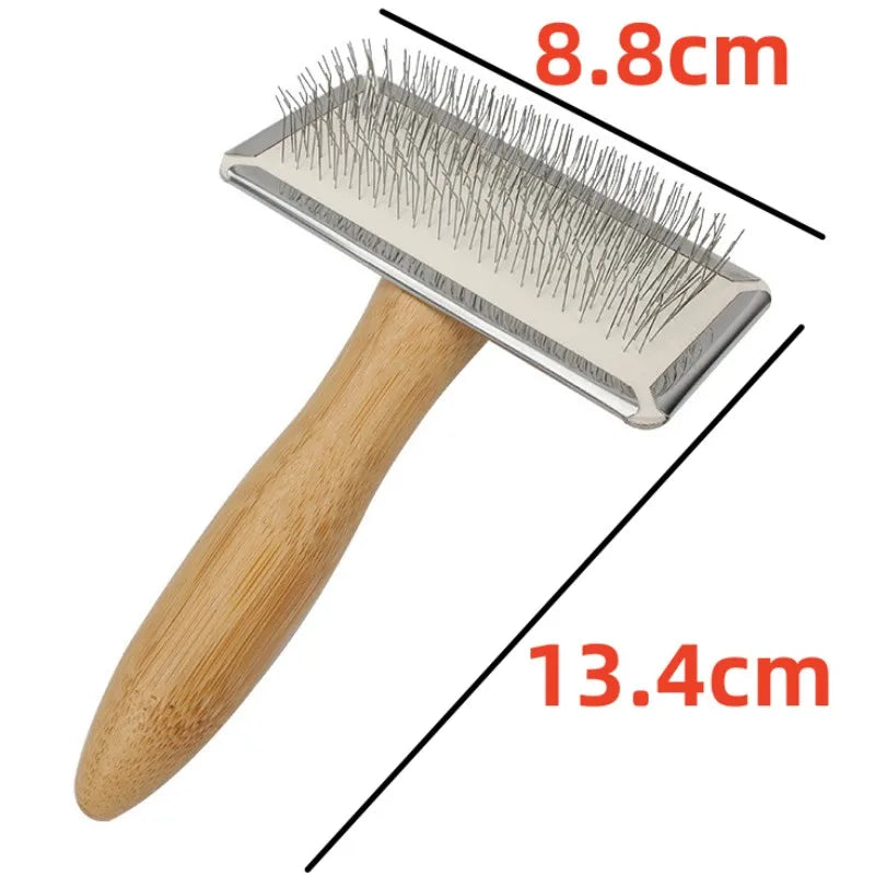 Luvikno | PuroPetz Dog and Cat Brush Made of Solid Wood | Stainless Steel Comb | Removes Undercoat & Tangles | Gentle Fur Care & Massage