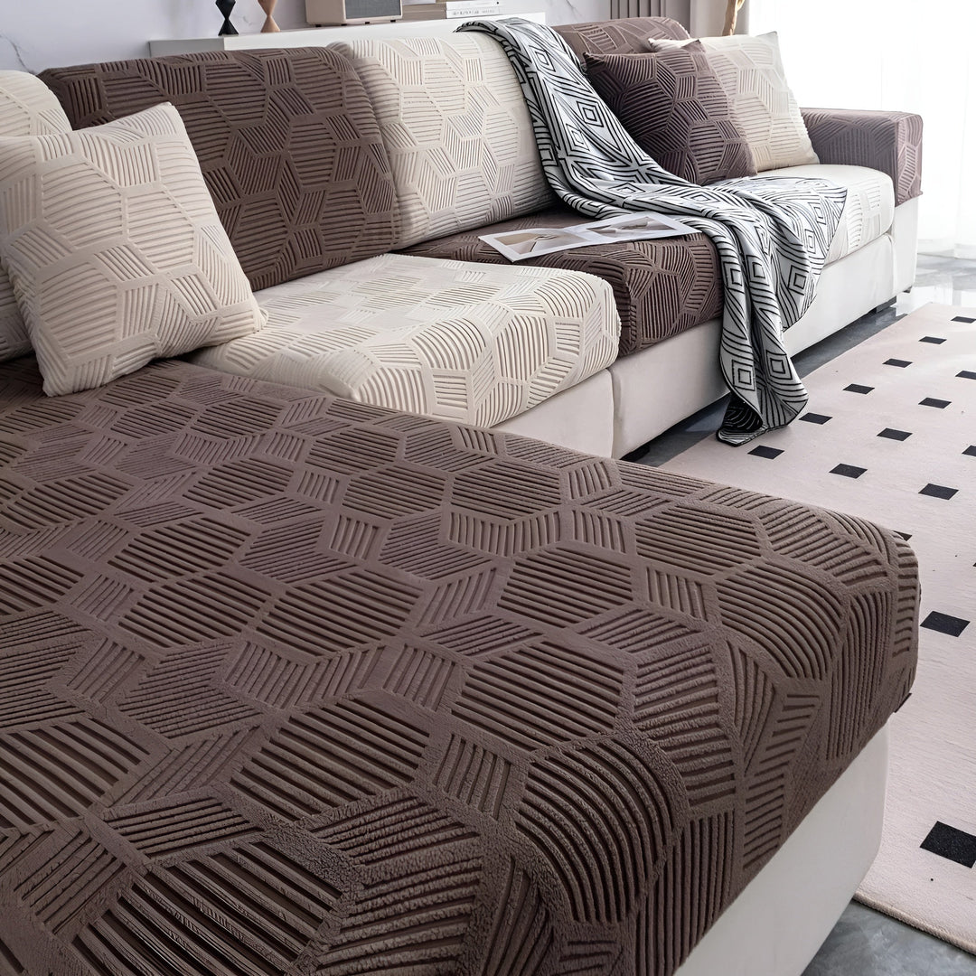 Jacquard Sofa Cover med Geometrisk Mønster – Myk & Katt-vennlig | Perfekt for Beskyttelse og Koselige Oppholdsrom | Luvikno