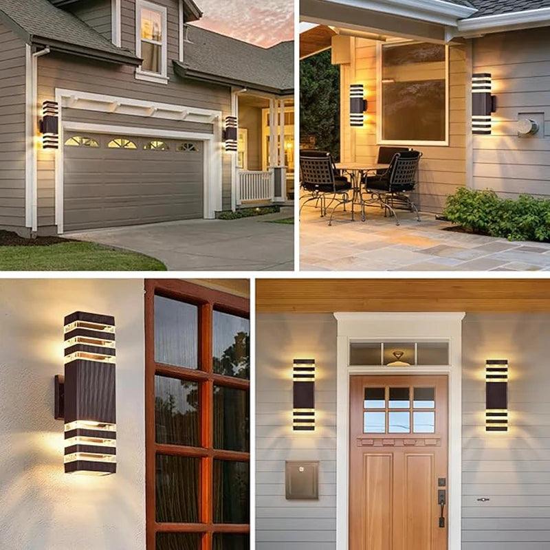 Luvikno | LumiBloc LED utendørsvegglys | Opp & Ned effekt | E27 sokkel | IP65 vanntett | Moderne design for hage & balkong