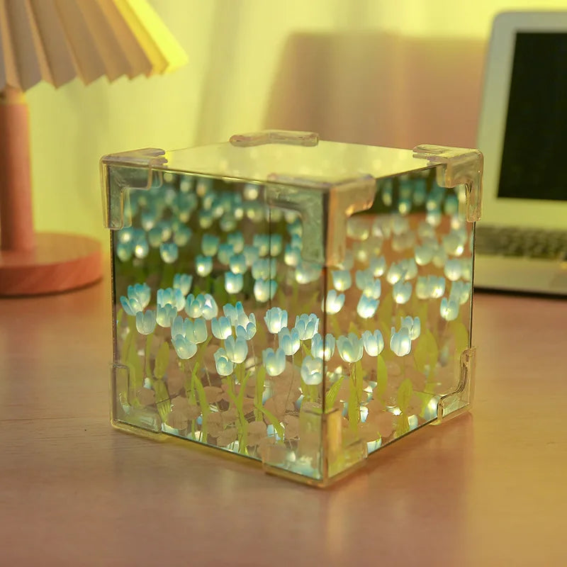 Diy Tulip Flower Sea Cube Lampe