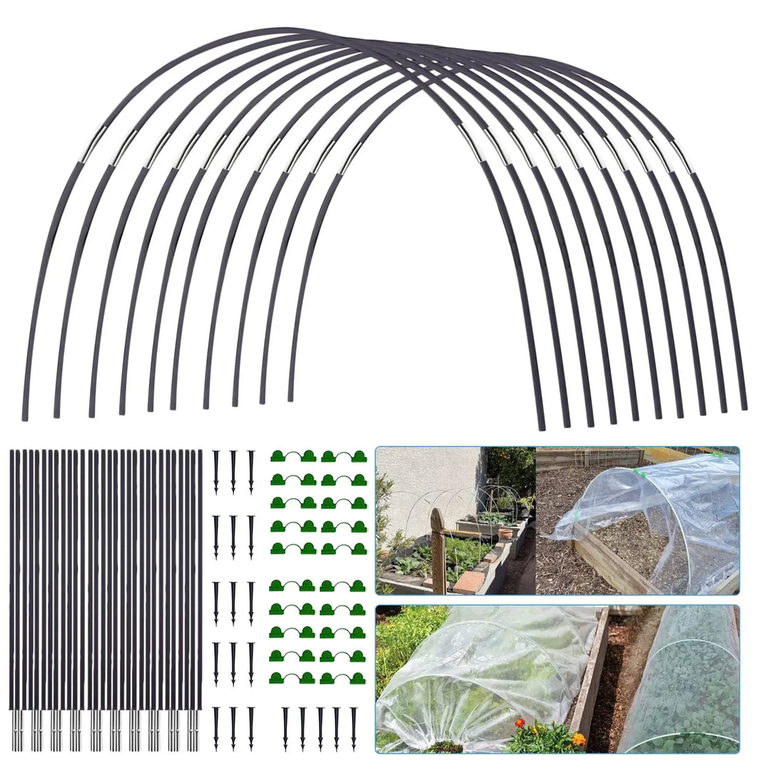Luvikno | Plantura FlexGrow Hagebue Sett laget av fiberglass | DIY Plante tunnel for hevede bed & kalde rammer | Rustfri & Gjenbrukbar | Inkludert koblinger
