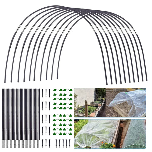 Luvikno | Plantura FlexGrow Hagebue Sett laget av fiberglass | DIY Plante tunnel for hevede bed & kalde rammer | Rustfri & Gjenbrukbar | Inkludert koblinger