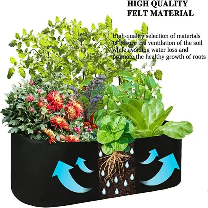 Luvikno | Florabrix Plantepose | Rektangulær plantepose laget av ikke-vevet stoff | Med håndtak og drenering | For grønnsaker, blomster og urter