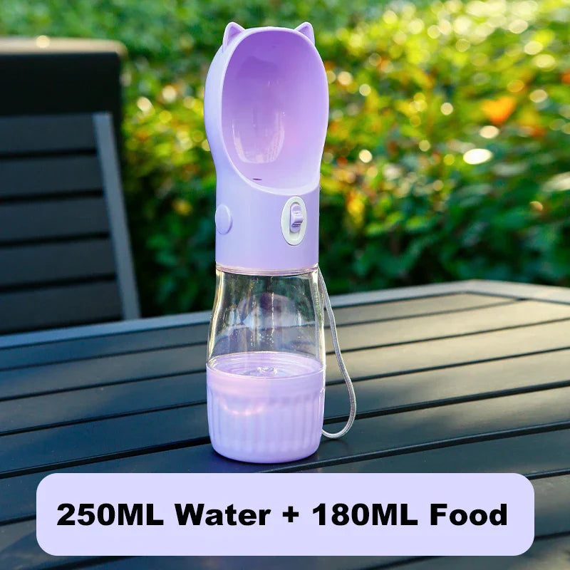 Luvikno | PetHydra Duo Dog Water Bottle with Food Bowl | 2-in-1 Outdoor Dispenser | For Small & Large Dogs & Cats