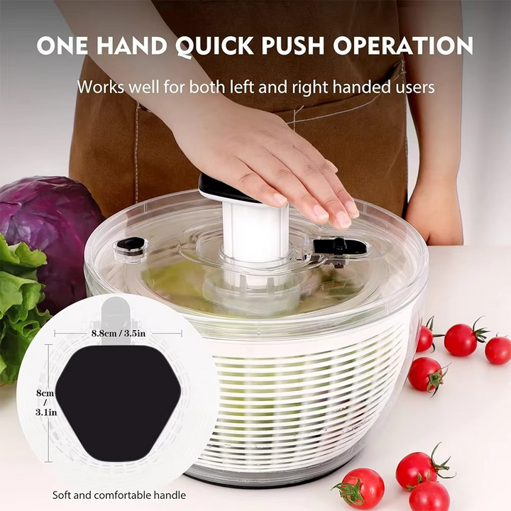 6.3 QT Enhånds Salatslynge med Enkel Trykk Tørkesystem Luvikno
