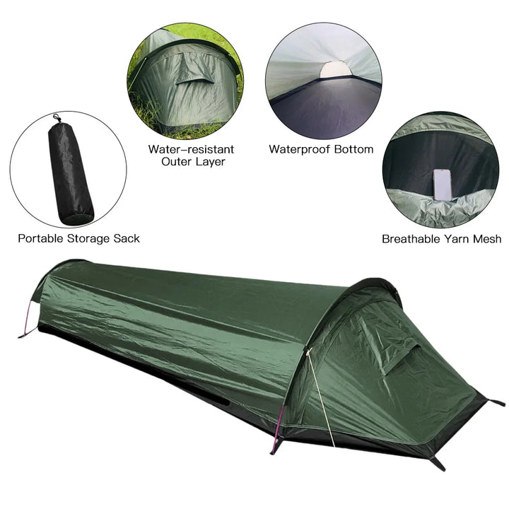 Luvikno | Trekvento SoloShield Ultralett Enkeltelt | Vanntett & Vindstøtende | Med Aluminiumstenger & Lagringspose | For Fotturer, Turer & Camping