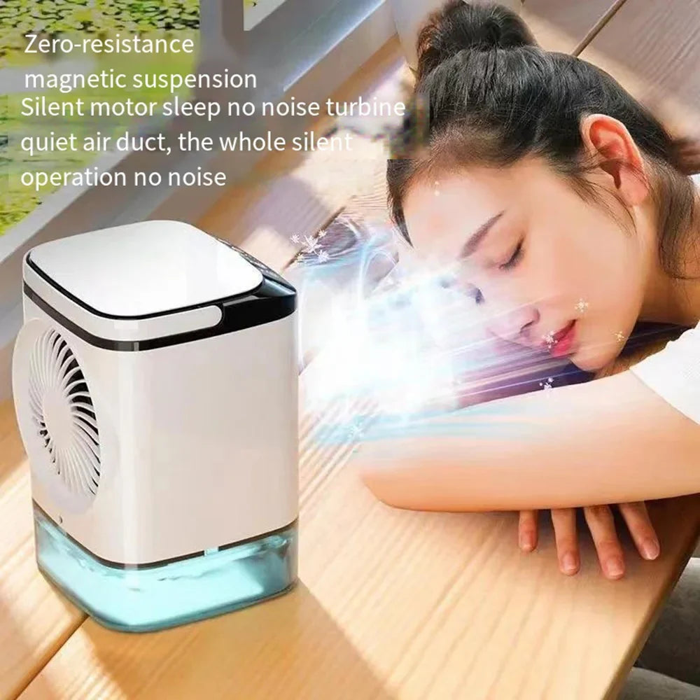 USB Bærbar Mini Air Conditioner Vifte – 3-Hastighets Skrivebords Kjølevifte med LED Nattlys, Luftkjøler for Hjemmet, Kontoret og Camping | Luvikno