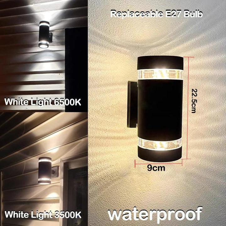 Luvikno | LumiBloc LED Utendørs Vegglampe – Moderne IP65 Opp & Ned Design med E27 Sokkel