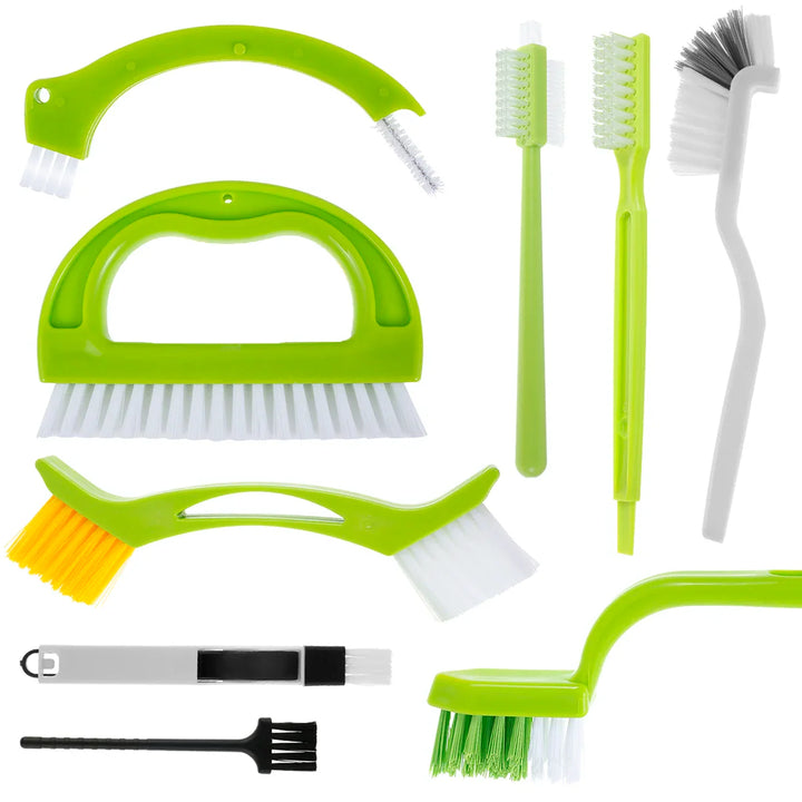 Luvikno | Fugenix Rengjøringsbørstesett | 9-pakning Fugemidler & Spor Børster | Ergonomisk & Gjenbrukbar | For Bad, Kjøkken & Vinduer