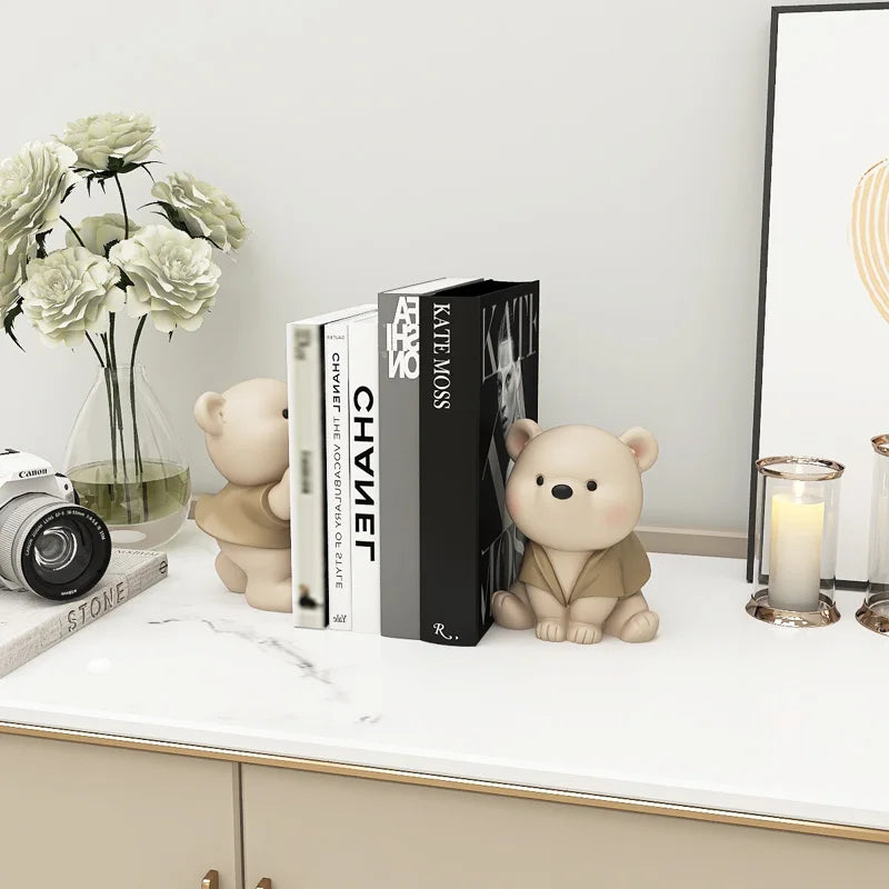 Milo Bear Bokstøtte Dekorativ Figurine i Kremfarge | Luvikno