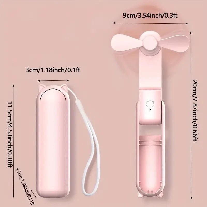 Sammenleggbart Mini-Håndvifte med Powerbank og Håndleddsbånd – FrisMee 2-i-1 | Luvikno