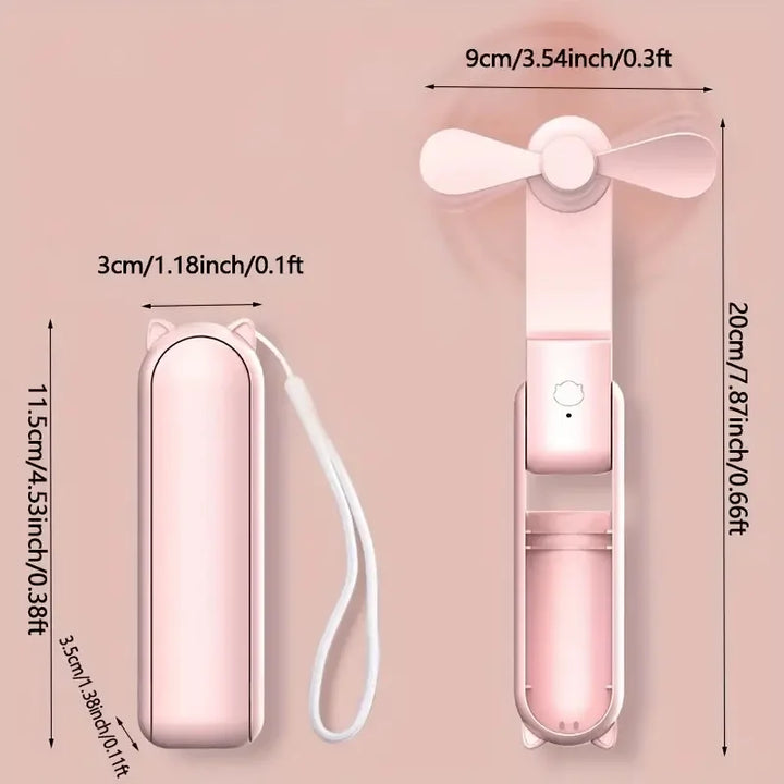 Luvikno | Mini Håndvifte Breezella | USB Oppladbar | 3 Hastigheter | Sammenleggbar & Strømbankfunksjon | 2000 mAh Batteri