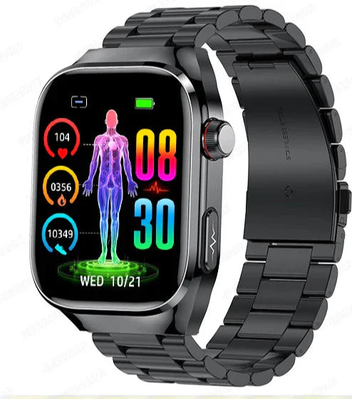 Luvikno | Avansert Helse Smartsportklokke med EKG, Blodsukkerovervåking, 2.04-tommers AMOLED-skjerm - Vanntett Treningsmåler