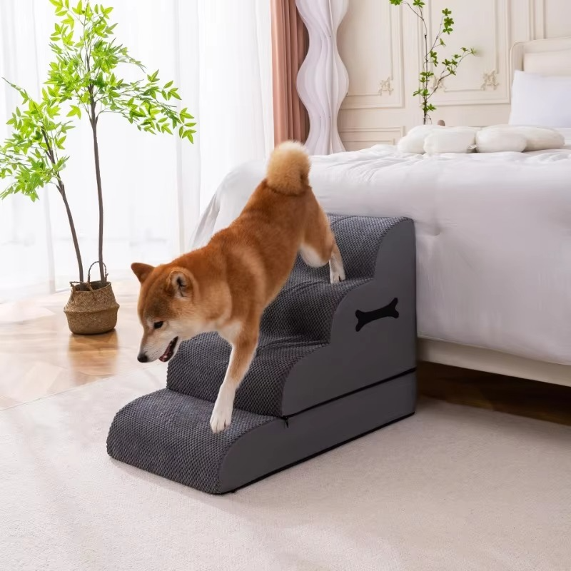 Buede hundetrapper for små og mellomstore kjæledyr – Sofa og seng tilgangstrinn Luvikno