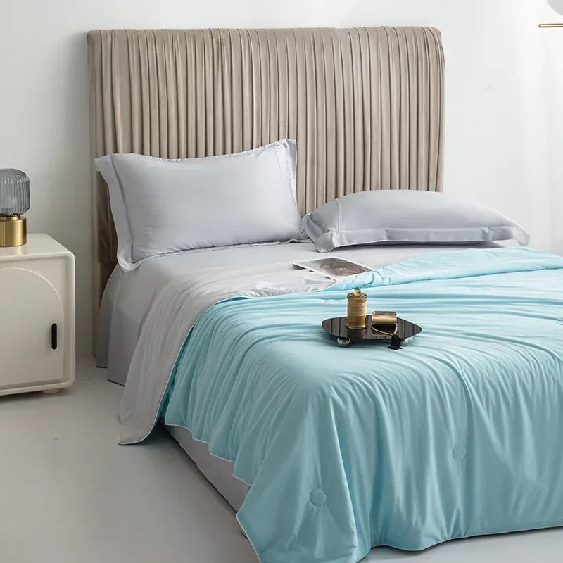 Air Condition Sommer Komforter — Ren Farge Is Silke Kjøleteppe, Lett & Glatt Twin/King Størrelse Quilt | Luvikno