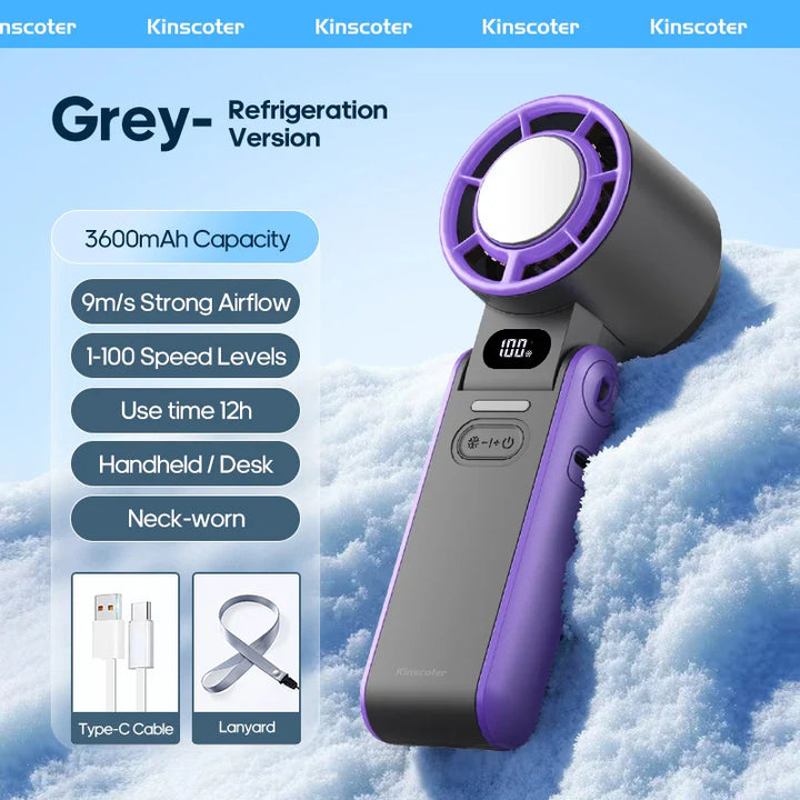 Luvikno | CoolityGo Håndholdt Vifte med Is-Kjøleteknologi | 100 Hastighetsnivåer | 3600mAh Batteri | Sammenleggbar & Ultraluftig