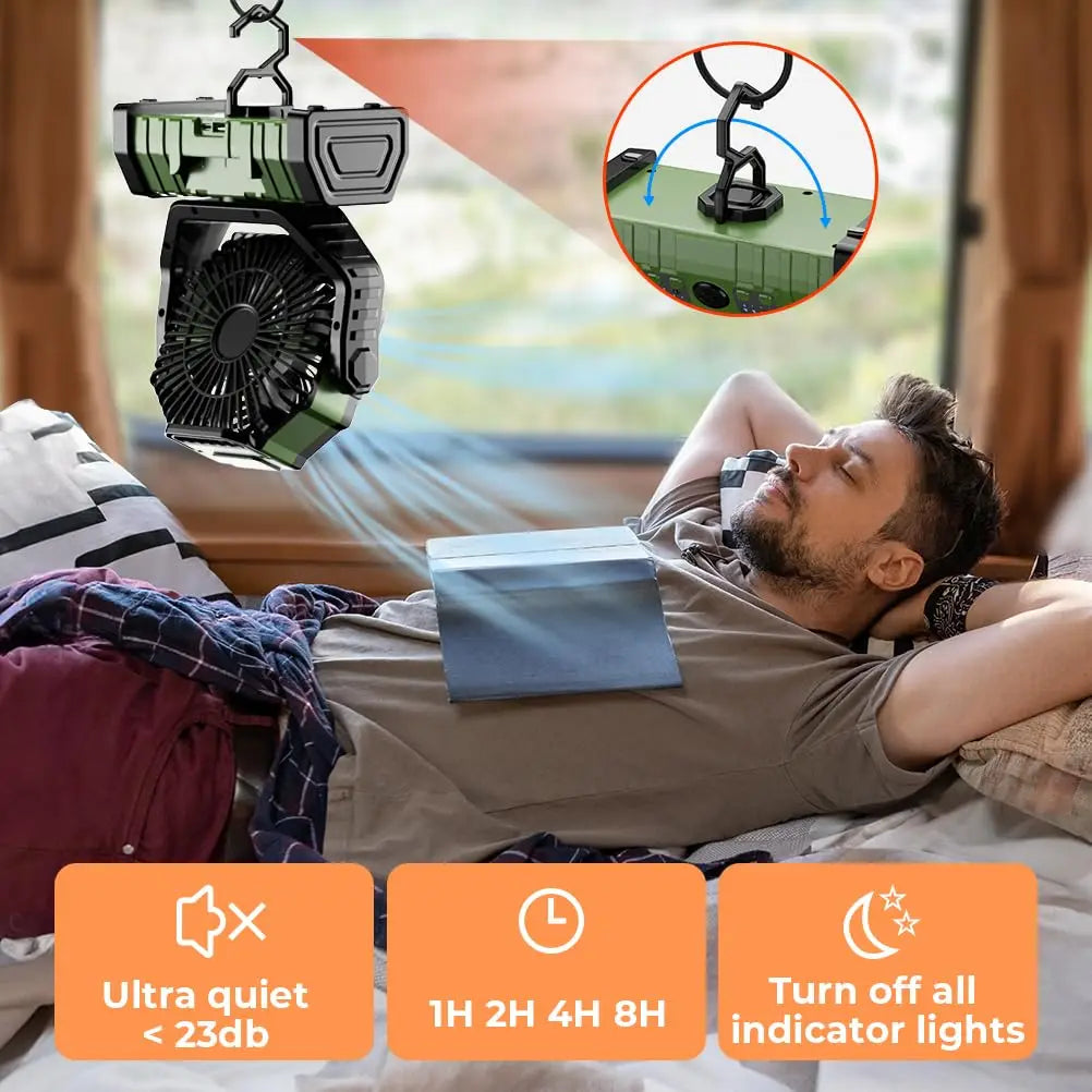 Campingvifte med 20 000mAh batteri, LED-lys og fjernkontroll – AirMate | Luvikno