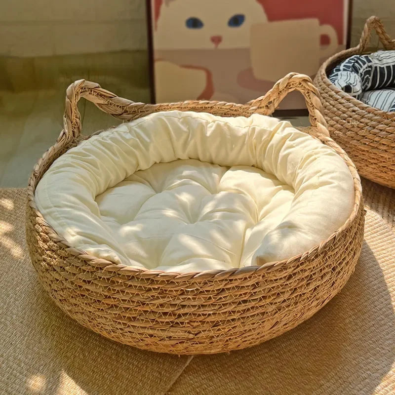 Rattan kattekurv håndlaget & vaskbar Luvikno