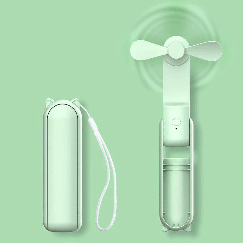 Sammenleggbart Mini-Håndvifte med Powerbank og Håndleddsbånd – FrisMee 2-i-1 | Luvikno