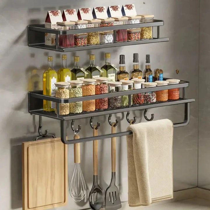 Vegghengt Kjøkkenregale – Plassbesparende og Stilig Aluminium Rack for Kjøkkenutstyr | Luvikno