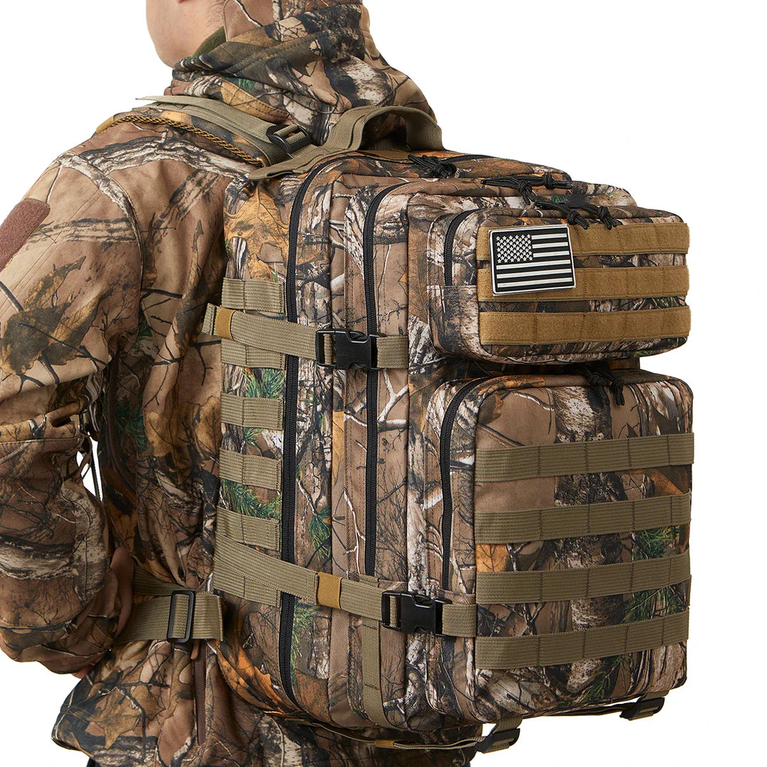 Luvikno | TACTICO45 45 L Utendørs Ryggsekk | Molle-System | 3-Dagers Kapasitet | Robust & Multifunksjonell – Svart/Khaki/Oliven