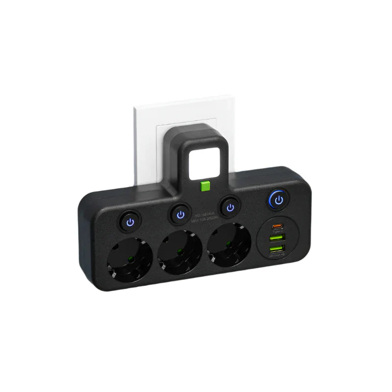 Luvikno | VOLTRIQ ProLine Strømfordeler med Flere Utganger, USB Type-C og Overspenningsbeskyttelse