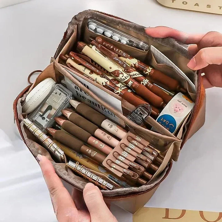 Luvikno | Blyantetui KIDZORA CrystalBag | Gjennomsiktig og Allsidig | 10-lommers design | Stor kapasitet for skole og fritid