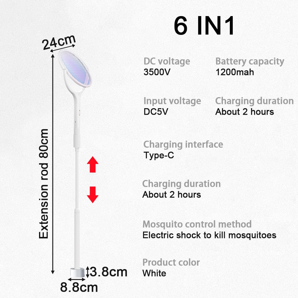 6in1 Rotatable Electric Mosquito Zapper | Luvikno