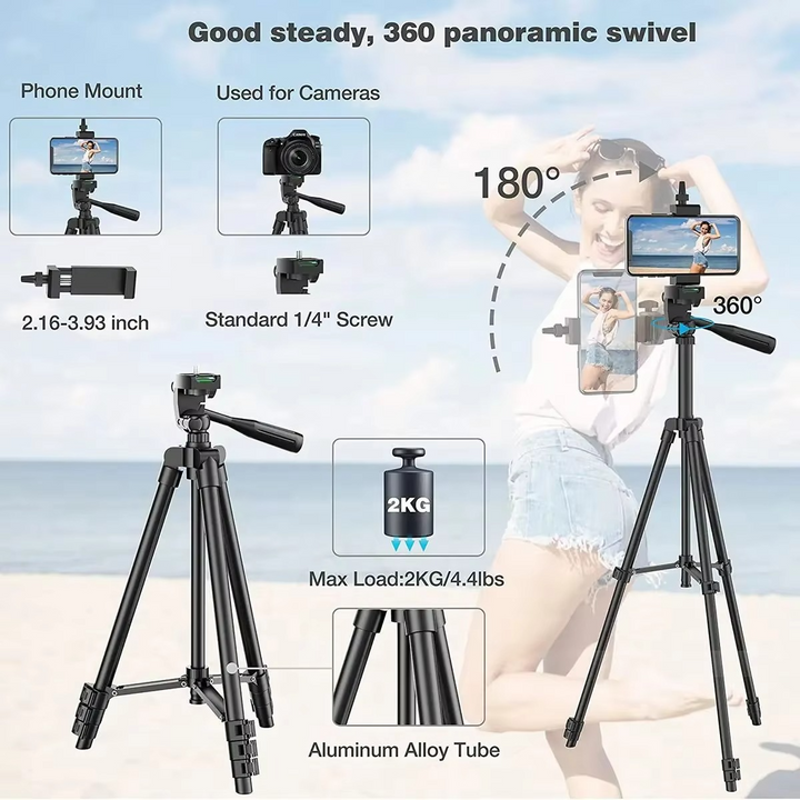 Universelt lett stativ med Bluetooth-fjernkontroll for smarttelefoner og DSLR-kameraer Luvikno