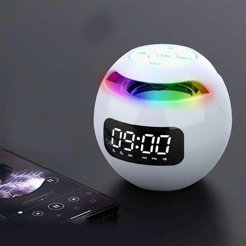 Luvikno | Multifunksjonell Bluetooth vekkerklokke høyttaler med LED-skjerm og fargerik nattlys – 2200mAh batteri