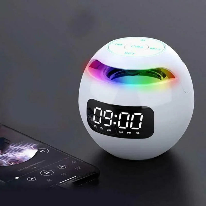 Ball Høyttaler Vekkerklokke | Bluetooth 5.0 | LED Nattlys | 2200 mAh Batteri Luvikno