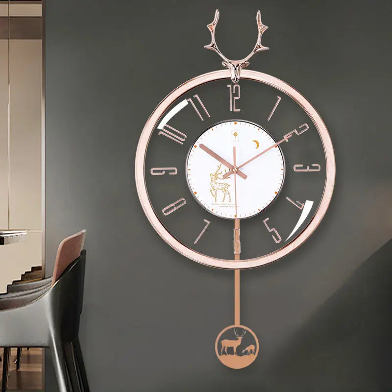Luksuriøs stille veggklokke – Moderne design med stor urskive for stuen | Luvikno