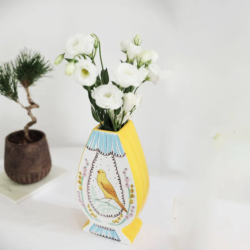 Vintage Illustrasjon Keramikk Vase | Luvikno