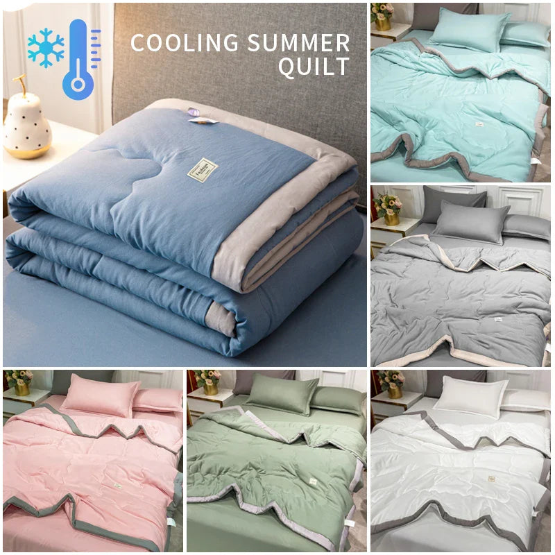 2024 Japansk bomull-polyester sommerdyne – Lett, vaskbar, hudvennlig ensfarget dyne | Luvikno