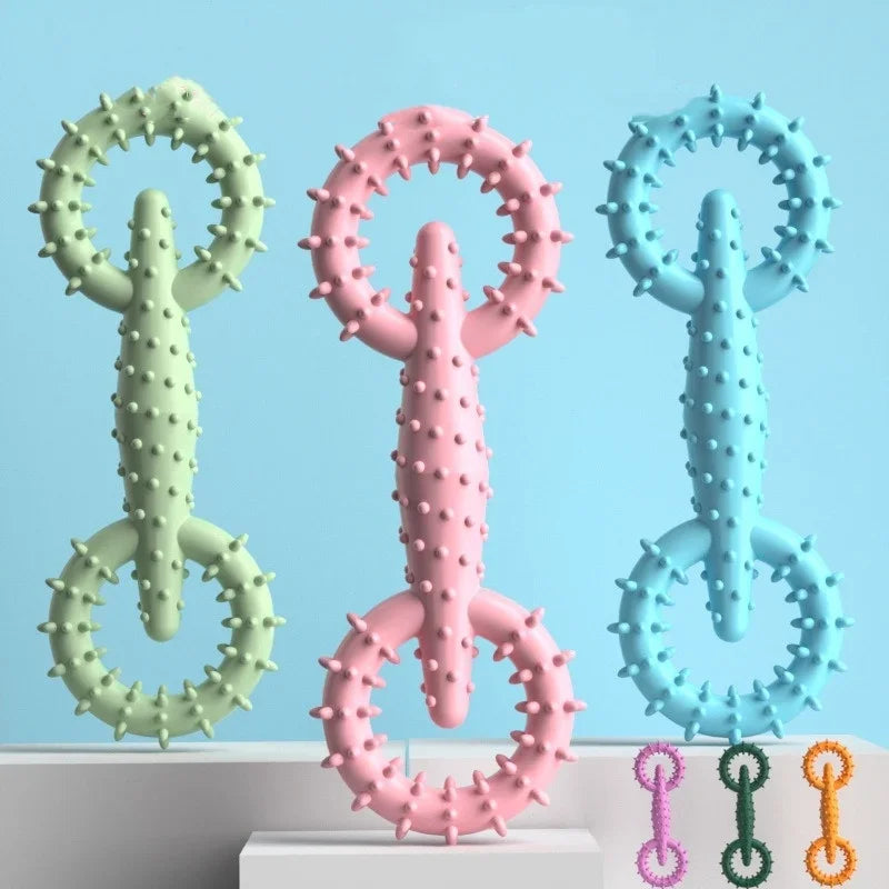 Luvikno | DentaPla Plush Toy Dog | Double Ring Design | Dental Care & Bite Resistant | 16x5.8 cm | TPR