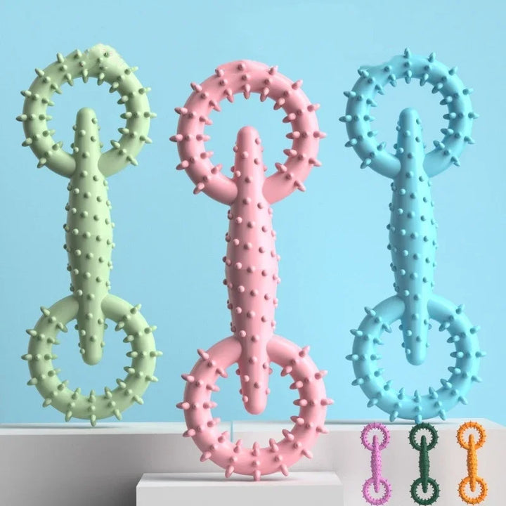 Luvikno | DentaPla Plush Toy Dog | Double Ring Design | Dental Care & Bite Resistant | 16x5.8 cm | TPR