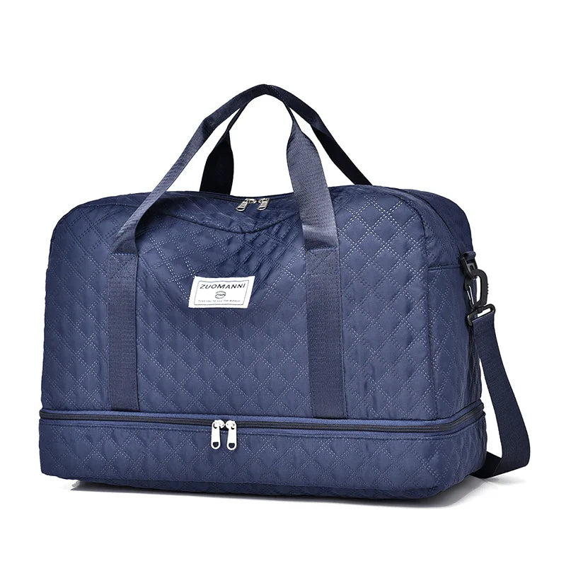 Luvikno | Raumio TravelFlex Lettvekts Reisebag med Diamantmønster | Stor Sports- og Helgetaske med Skoavdeling og Fuktavdeling | Kabinbagasje Egnet og Sammenleggbar