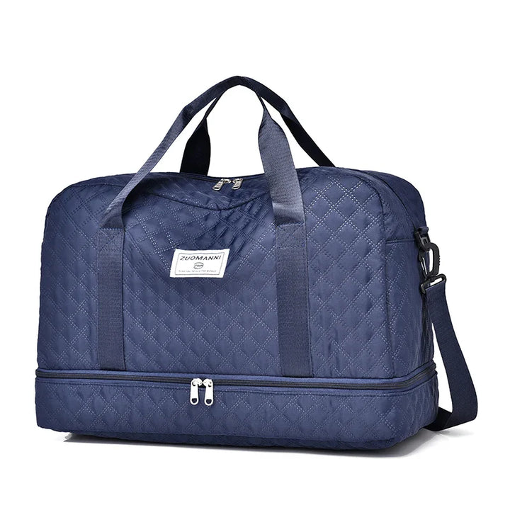 Luvikno | Raumio TravelFlex Lettvekts Reisebag med Diamantmønster | Stor Sports- og Helgetaske med Skoavdeling og Fuktavdeling | Kabinbagasje Egnet og Sammenleggbar