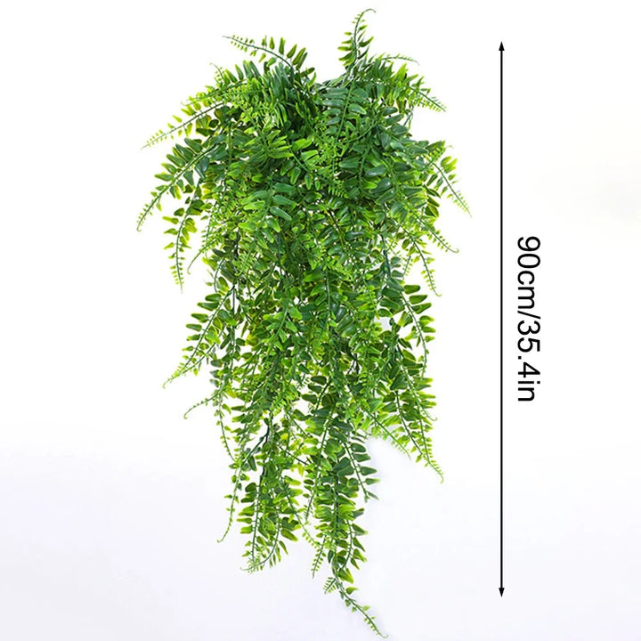Luvikno | Evergriva Hengeplante Kunstig | 90 cm Boston Fern Look | Enkel Pleie & UV Motstandsdyktig | For Innendørs & Utendørs