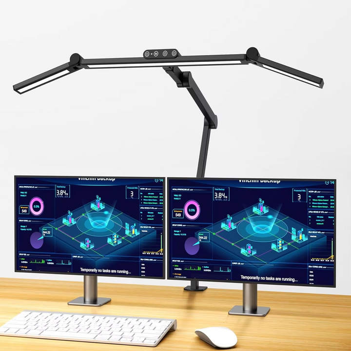 24W Trippe Hode LED Skrivebordslampe med Klemme og Automatisk Demping for Kontor og Hjem Luvikno