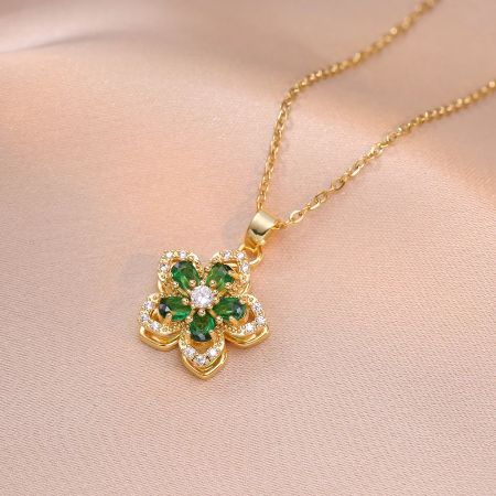 Rotating Flower Pendant Necklace – Non-Tarnish Allsidig Smykke Luvikno