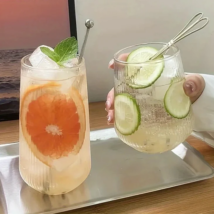 Runde Ribbet Glass 4-Delt Sett Luvikno