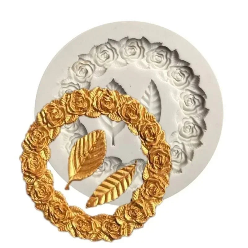 Luvikno | DekoMould Silikonform Rosette & Blader | For Fondant, Sjokolade & Sukkerpasta | Fineste Bake Dekkning & Ramme Design