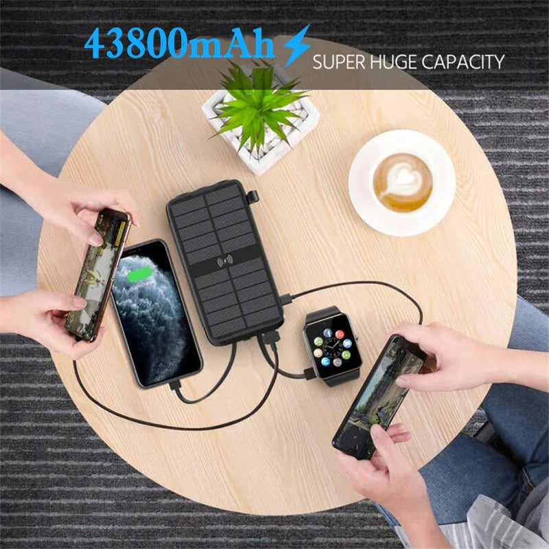 Luvikno | Solar Powerbank VoltCore X Pro 43800mAh | 20W Rask Lading | 10W Trådløs Lading | Integrerte Kabler & LED Lampe | Utendørs & Reiser