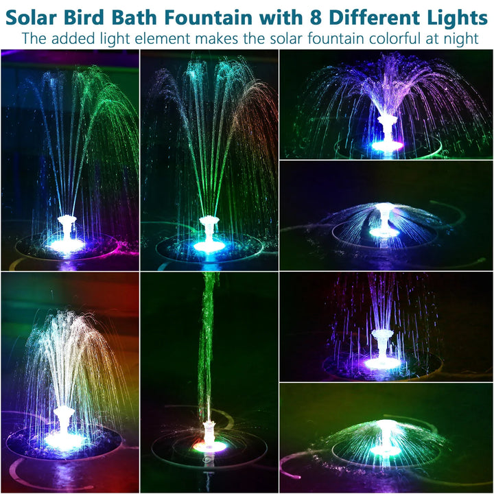 Luvikno | Solavera Solfontenpumpe 6.5W | Med LED & 5000mAh Batteri | 16 Dyser | For Damm & Hage