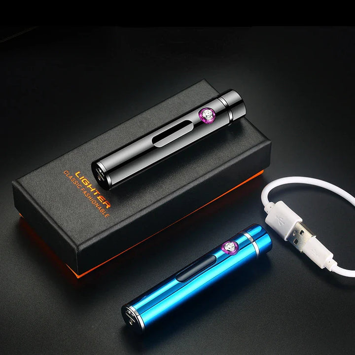Voltrino Sylinder USB lighter | Dobbelt bue teknologi | Oppladbar & vindproof | Edelmetall hus for menn Luvikno